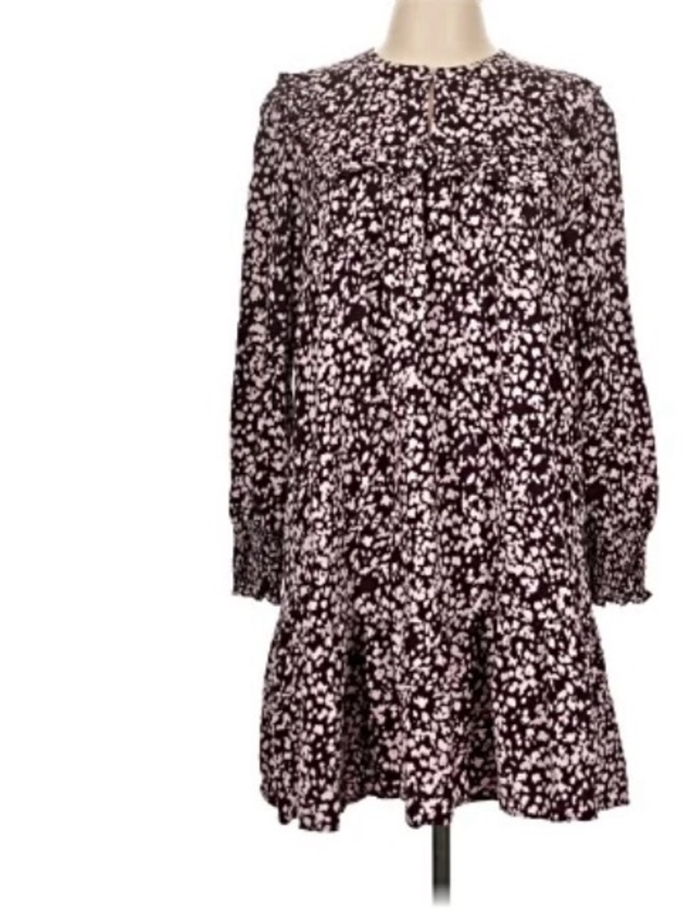 Women’s ' Long-Sleeve Floral Print Dress - Black & White